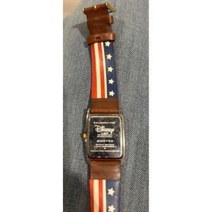 Disney Mickey Mouse Patriotic American Flag Watch MU0753 Brown Leather Gold Tone
